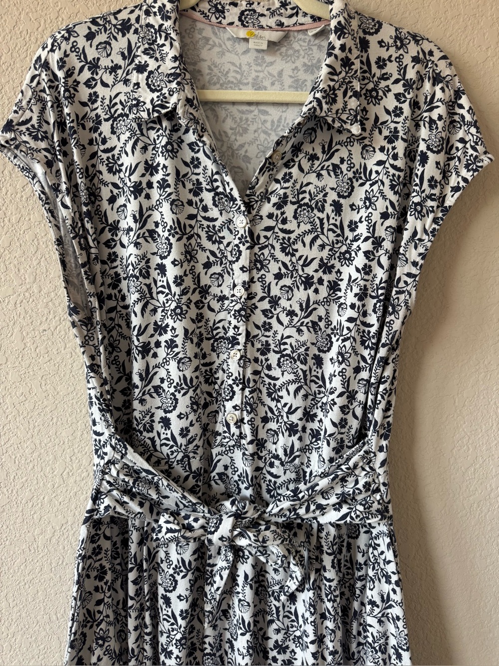 Boden Black and White Floral Midi Shirt Dress 16/18 Long - Picture 3 of 11